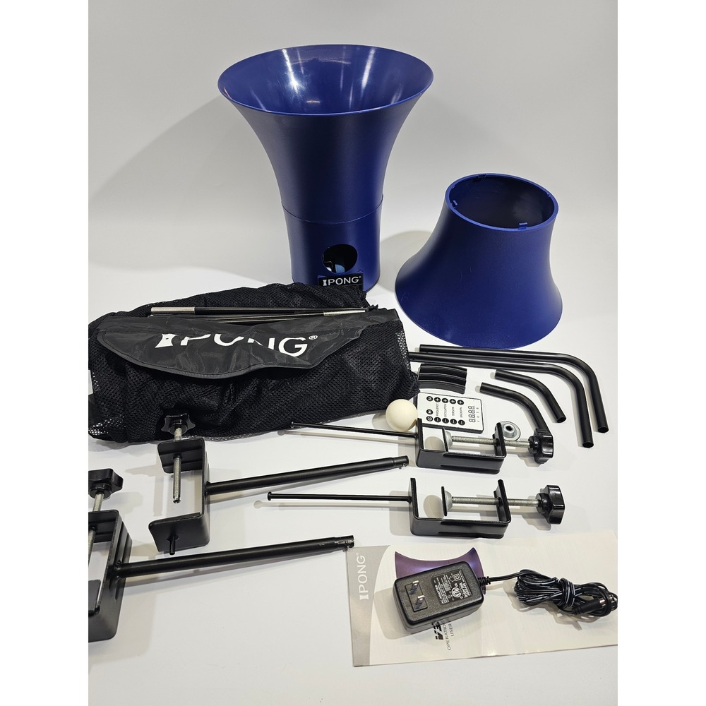 IPONG V300 Table Tennis Training Robot Ping Pong Launcher Blue with Remote & Net
